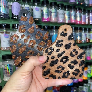 Leopard Print Cow Tag Car Freshie: Deliciously Scented