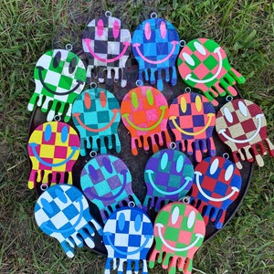 Checkered Drip Smiley Freshie | Cute freshies | car freshies