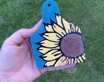 Sunflower Cow Tag Car Freshie: Deliciously Scented