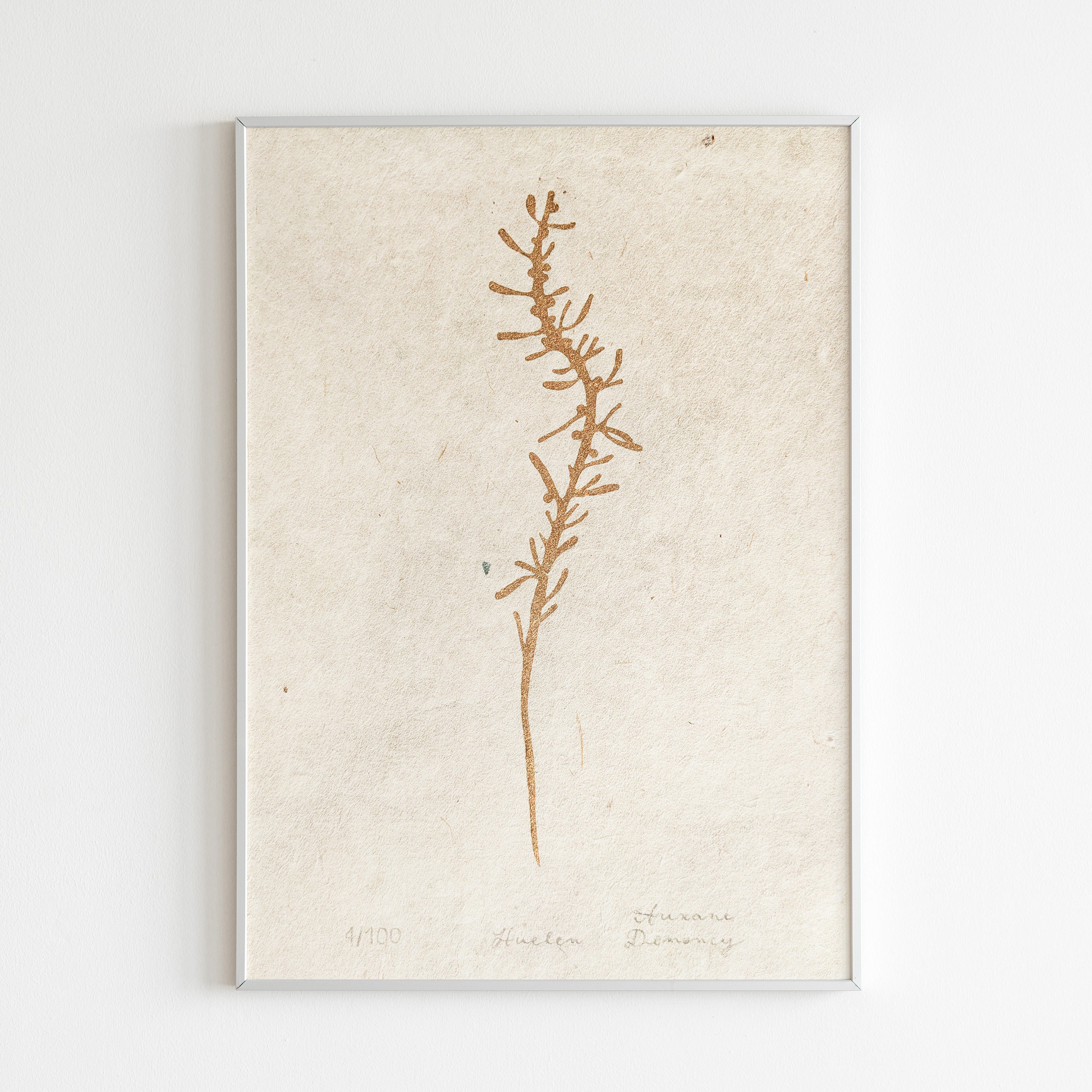 Tirage d'art Original à La Main Linogravure Algue Or Huelen