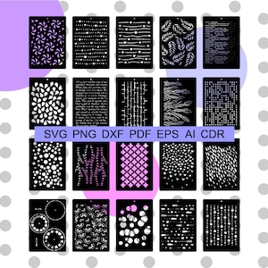 NIEUWE paneelcollectie SVG, herbruikbare stencil lasercut bundel, herhaalde vectorpatronen & achtergronden, textuur stencil, Home decor, digitale PNG