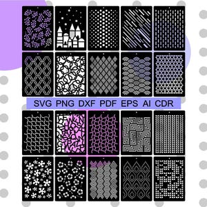 NOWY pakiet szablonów svg, Kolekcja paneli svg, Powtarzające się wzory wektorowe i tła, Szablon tekstury, Wystrój domu clipart, Projekty Cricut