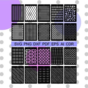 NUOVA collezione di pannelli svg, stencil riutilizzabile, motivo vettoriale ripetuto e sfondo, stencil texture, collezione di decorazioni per la casa, file separatore