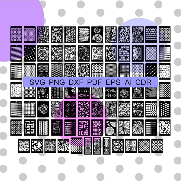 Svg de collection de panneaux, lot de pochoirs réutilisables découpés au laser, arrière-plans et motifs vectoriels répétés, pochoir de texture, collection de décorations d'intérieur