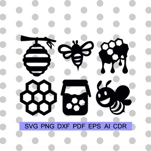 Honey Bee SVG Clipart: Honeycomb, Drips, Beekeeping Stencil (Digital Download)