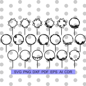 Wedding cake topper svg, Cake topper frame, Birthday topper svg, Flower wreath frame svg, wreath cake topper, circle frame svg, laser cut