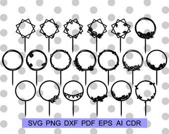 Floral Wreath Cake Topper SVG: Wedding & Birthday Frame (Digital Download)
