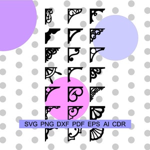 Może przedstawiać: Zestaw 20 czarno-białych wzorów narożnych, idealnych do dodania dekoracyjnego akcentu do Twoich prac ręcznych. Wzory są misterne i szczegółowe, a świetnie będą wyglądać na kartkach, stronach albumów ze zdjęciami, zaproszeniach i nie tylko.