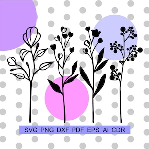 Flores de madera svg, ramo floral de madera contrachapada, flores silvestres Cricut Silhouette svg, regalo del día de las madres, plantas cortadas con láser, flor decorativa svg