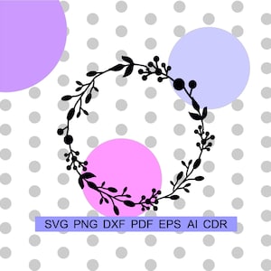 Ensemble svg de couronne florale | Cadre fleur aquarelle | Svg botanique, timbre en bois, pochoir de mariage, fichier pour cricut & silhouette, impression Clipart
