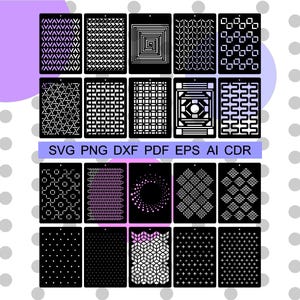 Seamless pattern svg bundle, Decorative laser vector files, Cut files cricut silhouette, Reusable stencil, Transparent Geometric clipart dxf
