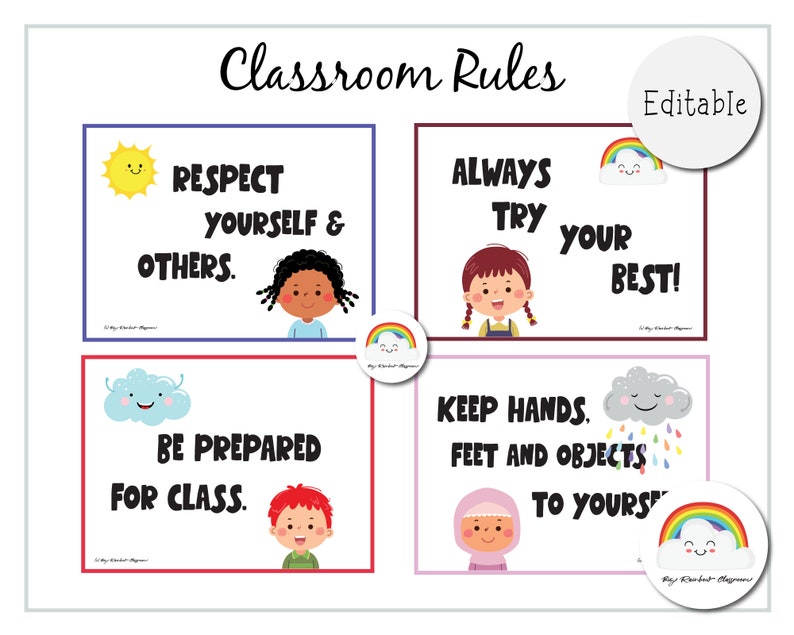Classroom Rules Poster/editable Classroom Poster/bulletin Etsy Classroom Rules Poster/editable Classroom Poster/bulletin Etsy