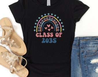 Class of 2035, Class of 2034, Kindergarten, First Day of School, Last Day of School, Graduation, Grow with me shirt, Girls Princess Tee