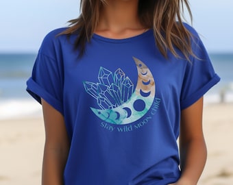 Stay Wild Moon Child, Moon Child Shirt, Sunflower Shirt, Celestial Floral Moon Tee, Hippie Shirt, Mystical Boho Shirt, Moon Child Gifts Tee