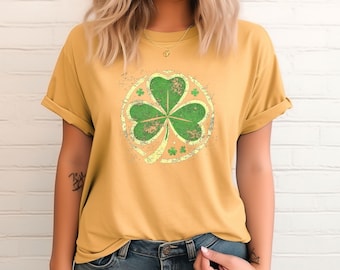 Distressed Shamrock Shirt, Womens Lucky Shirt, St Patricks Day Shirt, Shamrock Shirt, Cute Patricks Day Shirt,  Irish Tee,  Comfort Colors®