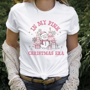 In My Pink Christmas Era Shirt, Pink Lover Gift T-shirt, Cute Snowman Shirt, In My Era Shirt, Groovy Women Shirt, Retro Pink Shirt, Pink Tee
