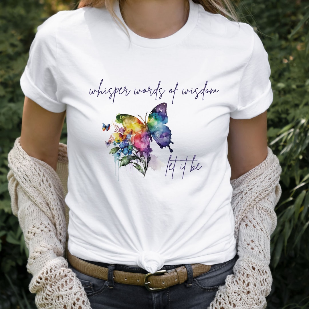 5*2様 02AW Whisper words of wisdom Tシャツ ジ Whisper Words of Wisdom Let It Be, Flowers and Butterfly Shirt