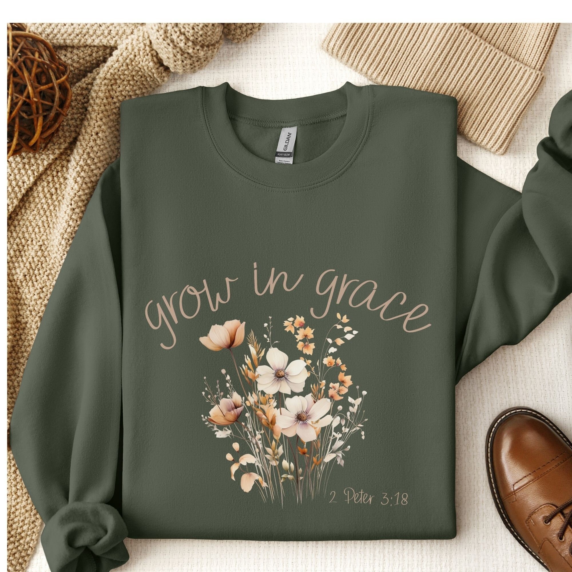Dusty Blue Grow in Grace T Shirt