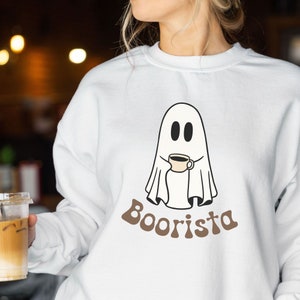 Halloween Barista Shirt, Cute Barista Shirt,  Cute Ghost Tshirt, Halloween Coffee Shirt, Gift for Barista, Holiday Gift for Barista