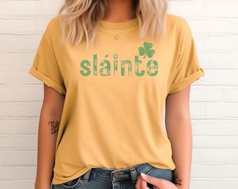 Retro Slainte Shirt, Damen Glück Shirt, St Patricks Day Shirt, Kleeblatt Shirt, süßes Patricks Day Shirt, lustiges irisches Shirt, Comfort Colors®
