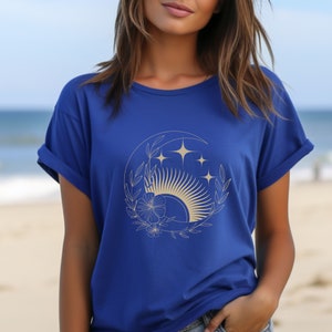 Mystic Moon And Sun Shirt, Mystical Moon Phase Shirt, Moon Phase T-Shirt, Boho Vintage Moon Shirt, Esoteric Shirt,  Pretty Spiritual T-Shirt