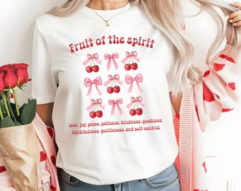 Cherry Shirt, Fruits of the Spirit Bible Verse Tee, Uplifting Gift, Christian Shirt For Women, Religious Gift, Faith Based Shirt, Trendy Tee
