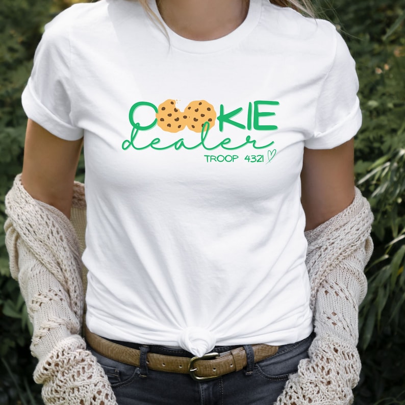 Cookie Dealer Shirt, Troop Number Shirt, Girl Scout Shirt, Cookie Dealer Shirt, Girl Scout Mom Shirt, Scout Troop Shirts, Scout Cookie Shirt White