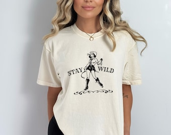 Ladies Stay Wild Shirt, Country Concert Top, Nashville Tee, Western Shirt, Oversized T-Shirt, Rodeo Shirt, Cowgirl Shirt, Wild West Shirt