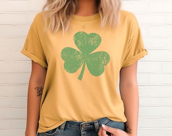Distressed Shamrock Shirt, Womens Lucky Shirt, St Patricks Day Shirt, Shamrock Shirt, Cute Patricks Day Shirt,  Irish Tee,  Comfort Colors®