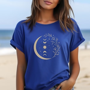 Mystic Moon And Sun Shirt, Mystical Moon Phase Shirt, Moon Phase T-Shirt, Boho Vintage Moon Shirt, Esoteric Shirt,  Pretty Spiritual T-Shirt