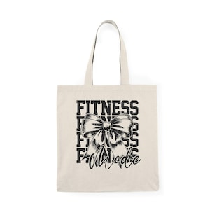 Fitness Tote Bag with Bow Design, Eco-Friendly Shopping Bag, Gym Tote, Workout Bag, Gift for Fitness Lovers