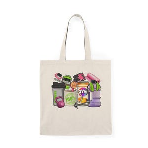 Natural Tote Bag for Fitness Lovers, Workout Bag, Gym Tote, Eco-Friendly Shopping Bag, Gift for Gym Enthusiasts