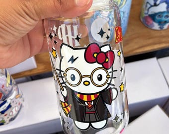 Hp Kitty Inspired 16oz glass can