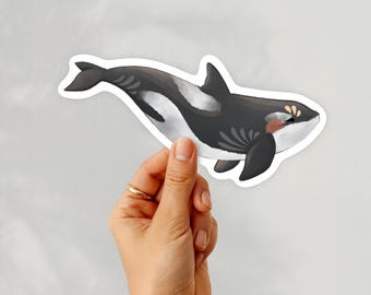 Eco-Friendly Orca Sticker: Textured Paper, Plastic-Free Packaging