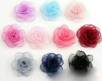 4.5 cm diameter organza rose : handmade