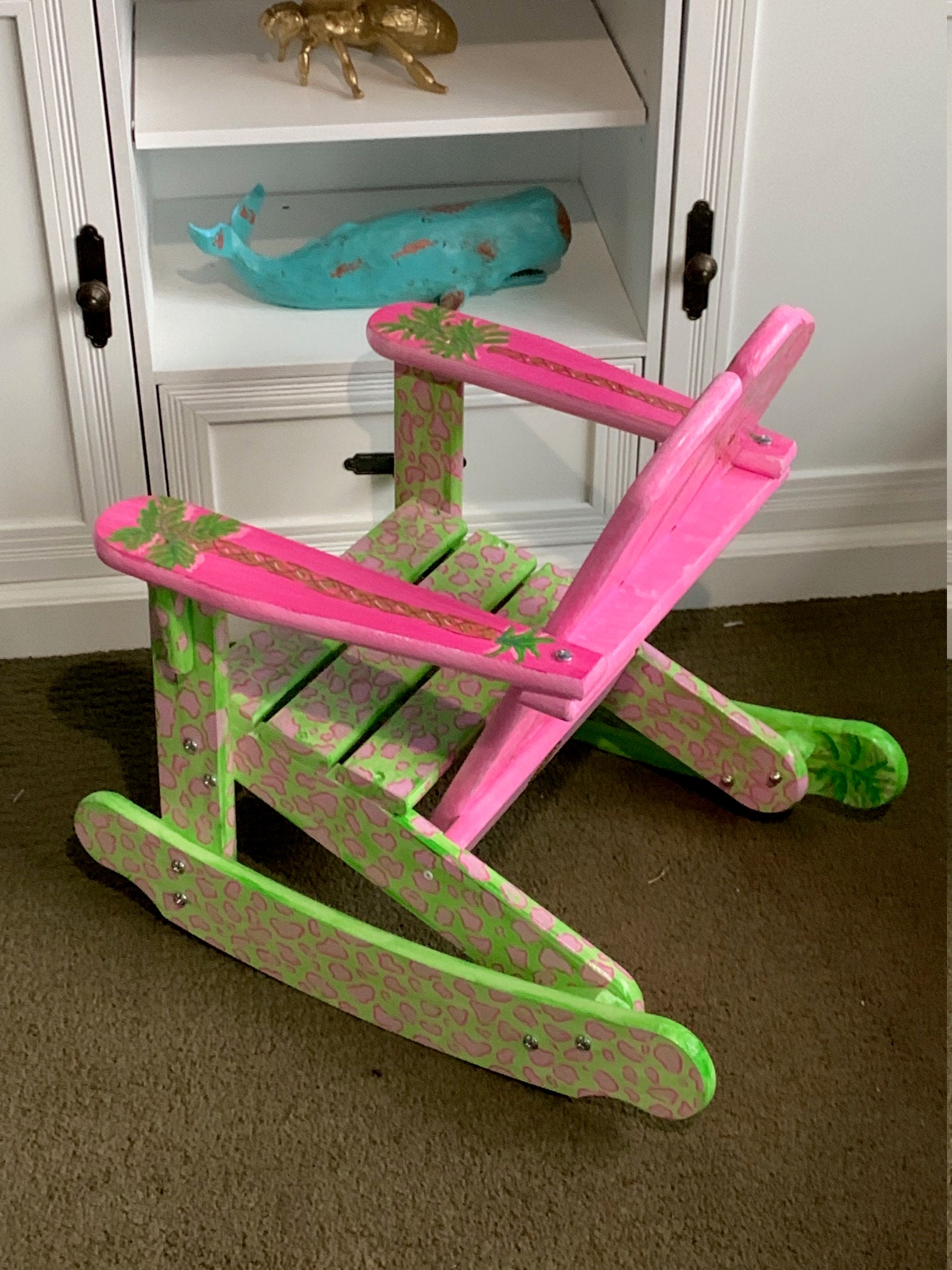 Kids Hand Painted Chair, Palm Tree Rocking Chair, Palm Tree Beach Chair