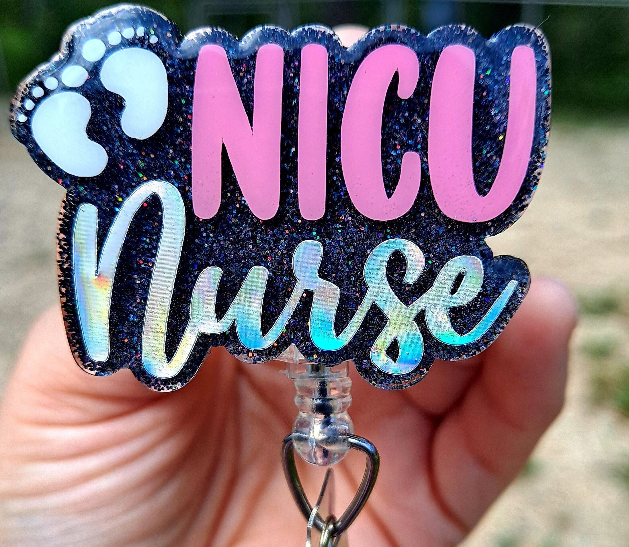 Nicu Nurse Work ID Badge Reel Holder Clip.