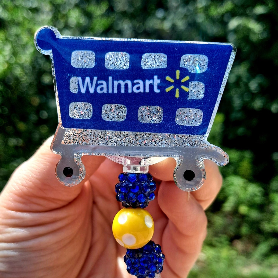 Walmart Shopping Cart Work Id Badge Reel Holder Clip. 