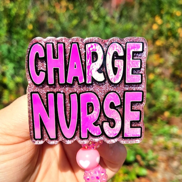 Charge Nurse Work Id Badge Reel Holder Clip.