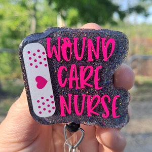 Wound Care Nurse Work Id Badge Reel Holder Clip. 