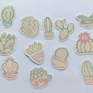 Adesivo cactus pastello / adesivi multipack / amante delle piante / amante dei cactus / adesivi moderni / vibrazioni boho / disegni carini