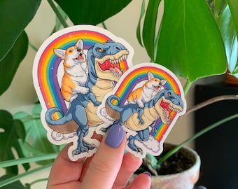 Dinosaur Corgi Sticker Corgi Vinyl Sticker Vinyl Sticker - Etsy