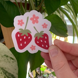 Erdbeeren und Blumen Aufkleber / Sommer Aufkleber / Obst Aufkleber / bunter Aufkleber / bunter Aufkleber / bunter Aufkleber