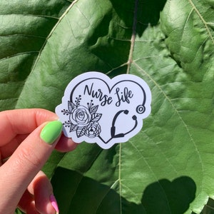 Nurse life sticker , flower nurse sticker , Stethoscope nurse sticker , heart nurse sticker , healthcare worker sticker