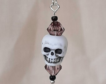 Funky Skull Earrings with Smoky Coloured Beads