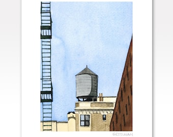 Fine Art Print of a New York City Water Tower -Water Tower Art, NYC Art, New York City Water Towers, New York City Art