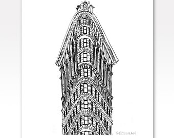 Flatiron Building Art Print 8" x 10": New York City Art