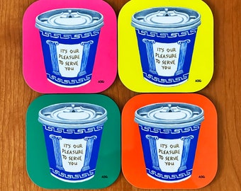 Coasters - Set of 4 New York City Classic Coffee Cup Coasters - NYC Coasters - New York City Gift - NYC Coffee Cup - Coffee Cup Art