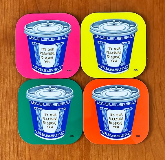 NYC Iconic Blue Coffee Cup Coasters Set of 4 - New York City Gift