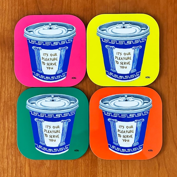 Coasters - Set of 4 New York City Classic Coffee Cup Coasters - NYC Coasters - New York City Gift - NYC Coffee Cup - Coffee Cup Art